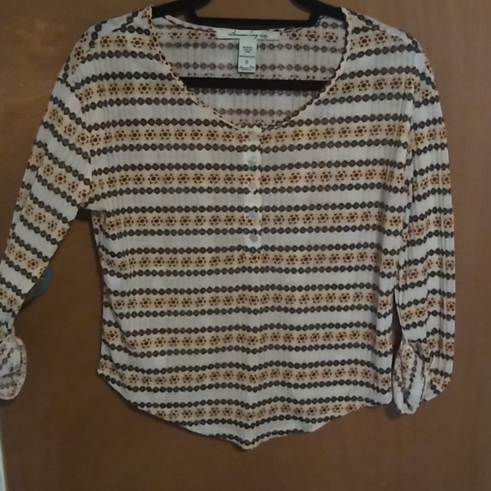 Small cream and colored boho henley - American Rag